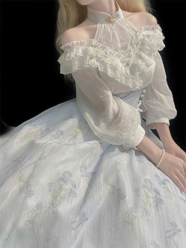 Elegant Midi Dress in Belle Époque Couture Style