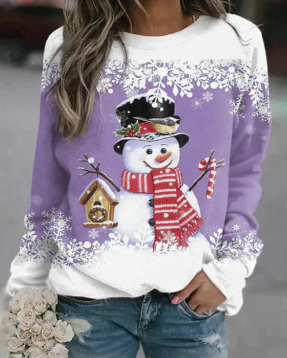Freda - Colorful Snowman Pattern Sweater