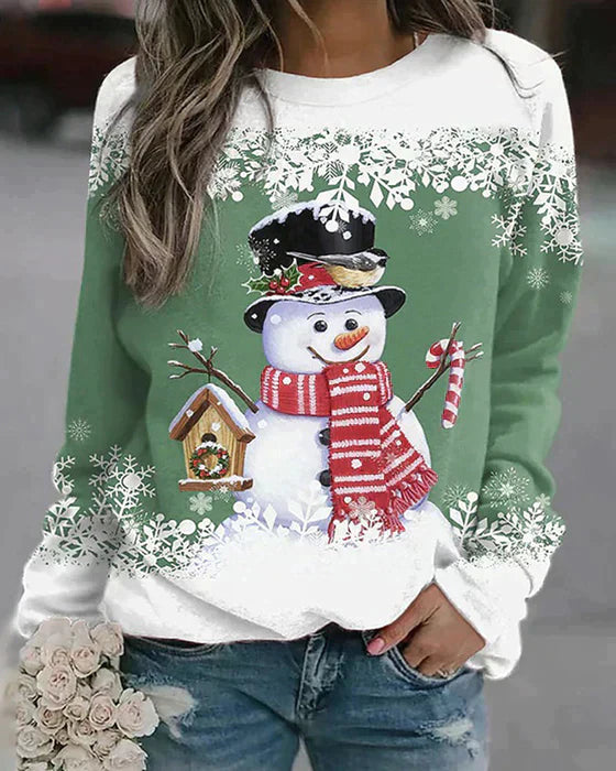 Freda - Colorful Snowman Pattern Sweater