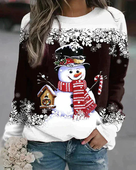 Freda - Colorful Snowman Pattern Sweater