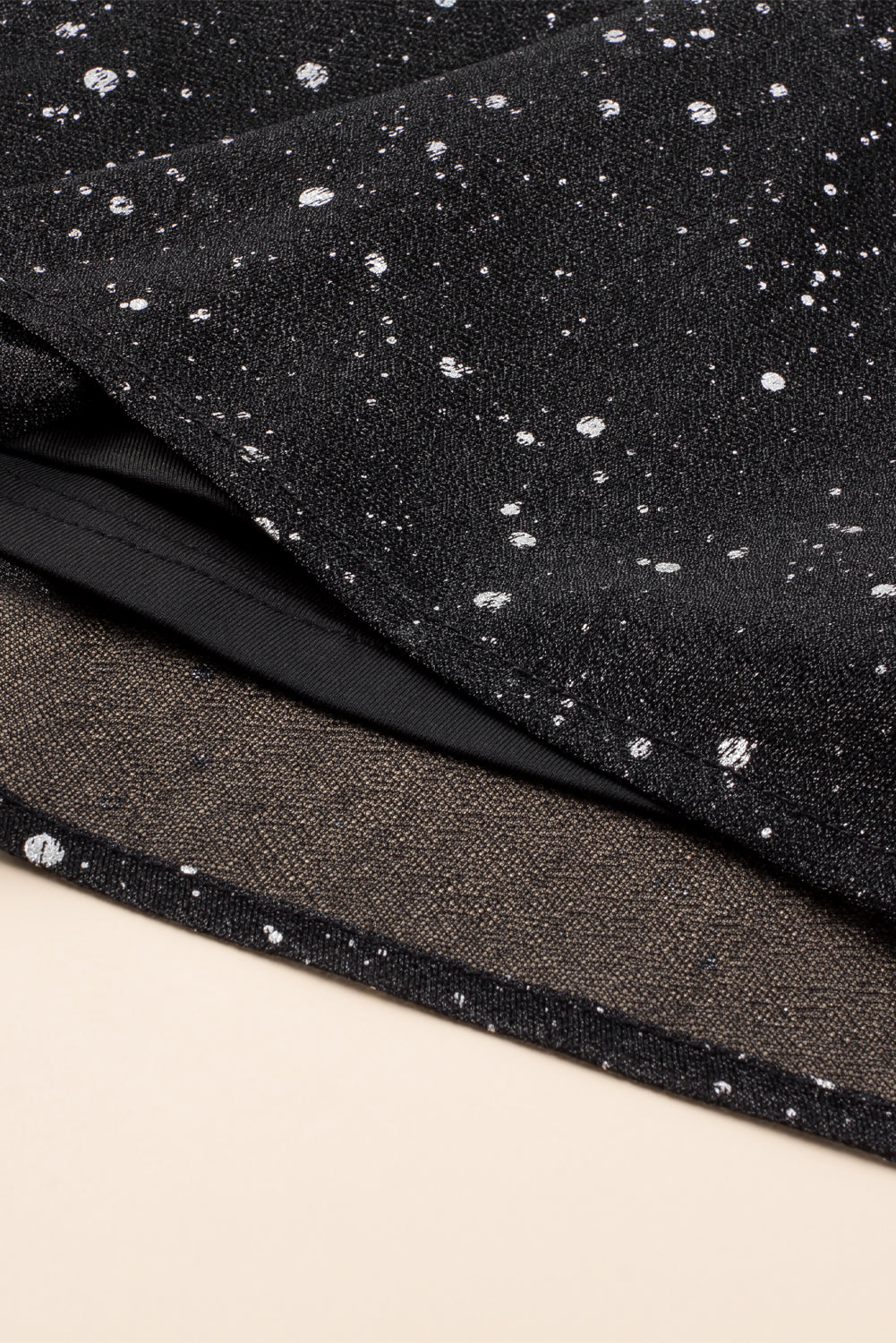 Elegant Black Glitter Dress with Mesh Overlay