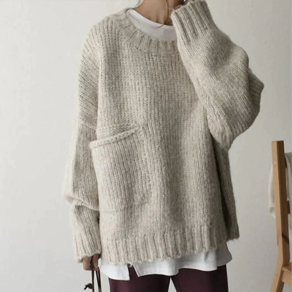 Comfortable Oversized Sweater with Handy Pocket