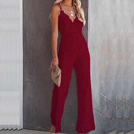 Lace-Detail Sleeveless Jumpsuit
