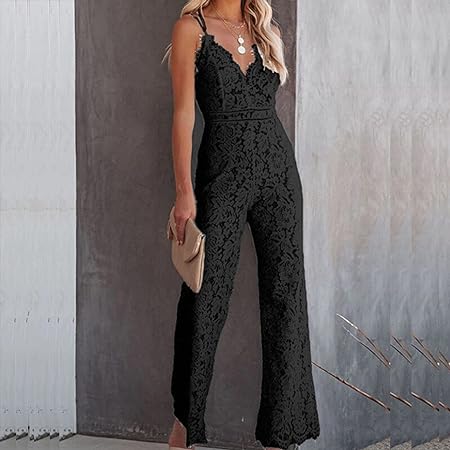 Lace-Detail Sleeveless Jumpsuit
