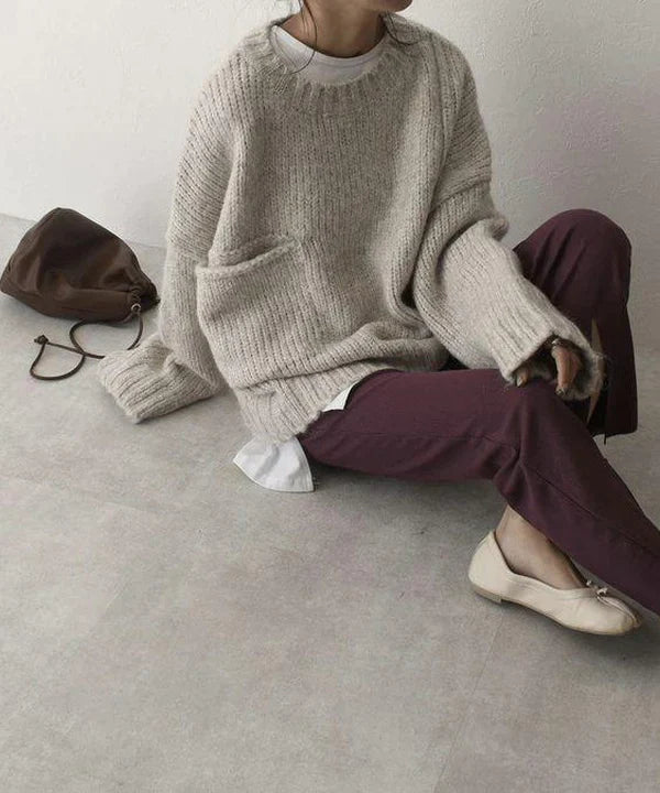 Comfortable Oversized Sweater with Handy Pocket