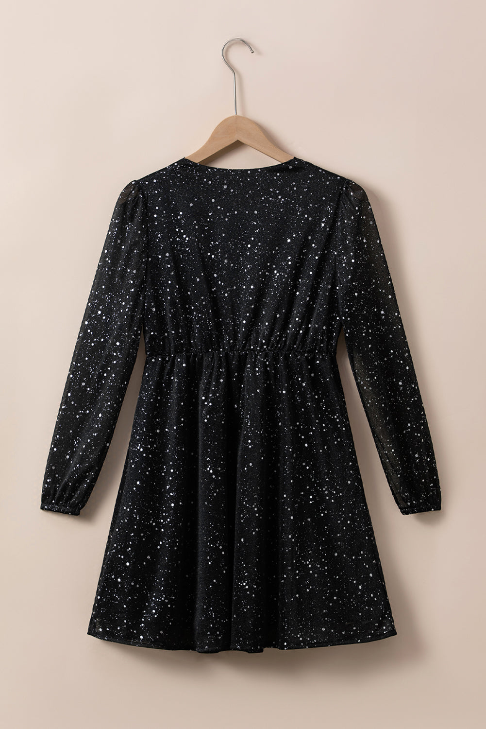Elegant Black Glitter Dress with Mesh Overlay