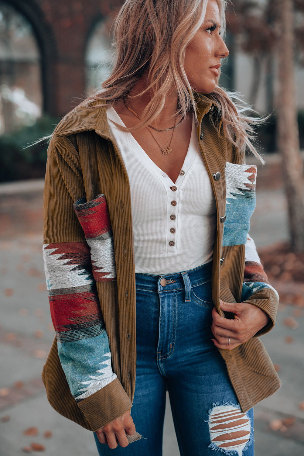 Aztec-Inspired Corduroy Jacket