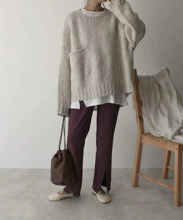 Comfortable Oversized Sweater with Handy Pocket