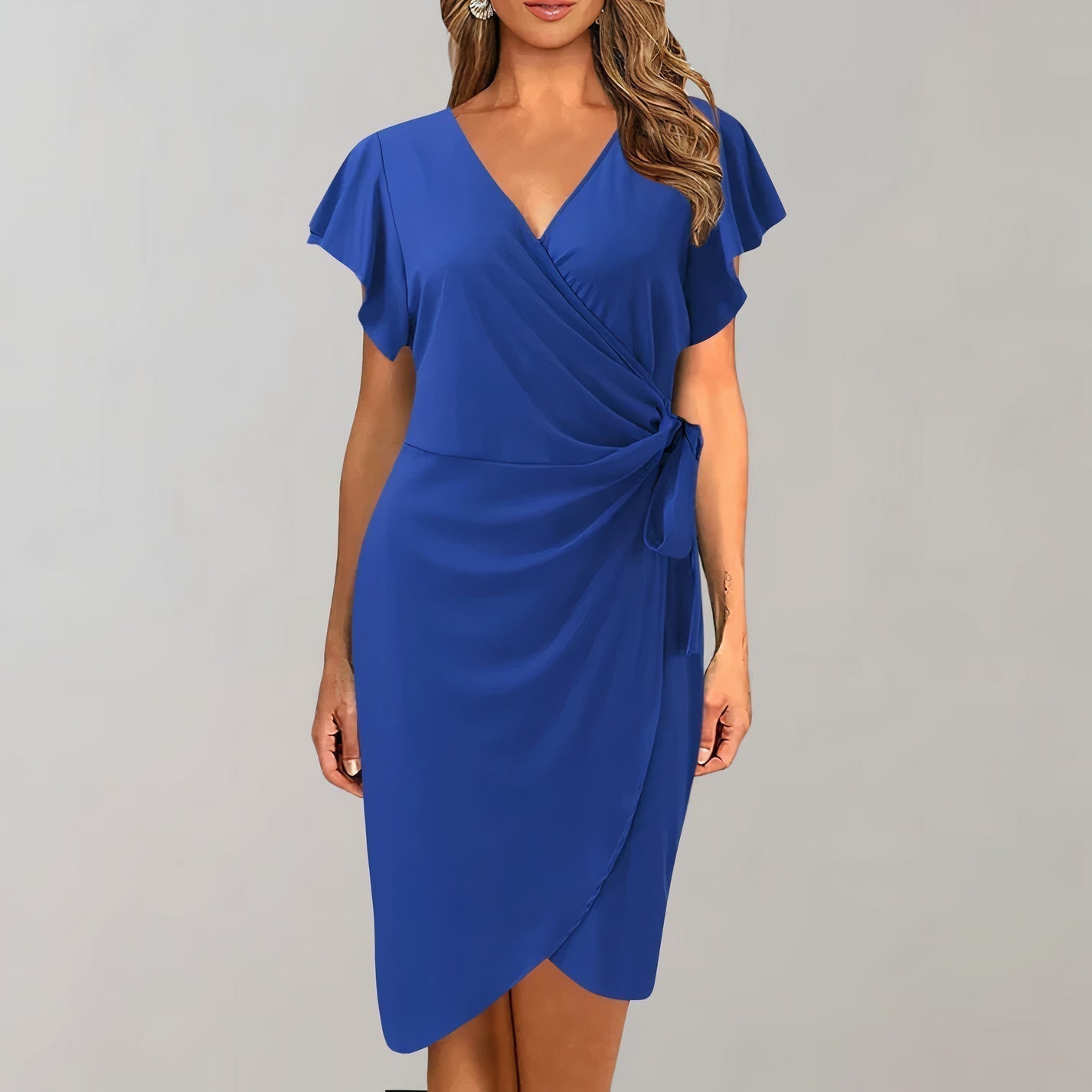 Stylish V-Neck Wrap Summer Dress for Women