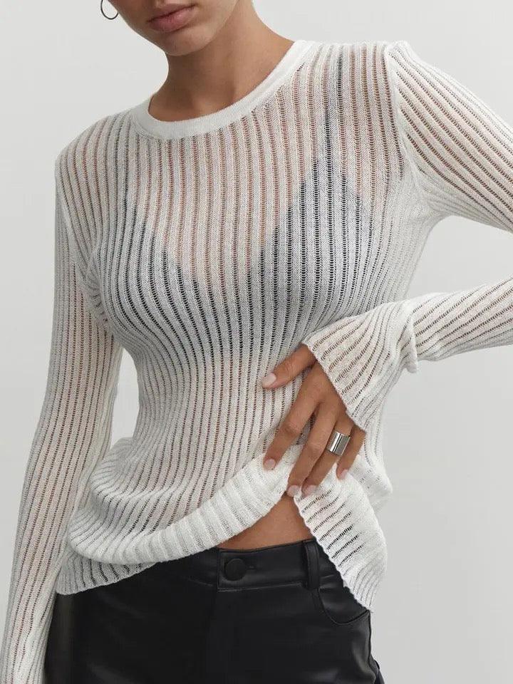 Elegant Striped Sheer Top with Chic Design