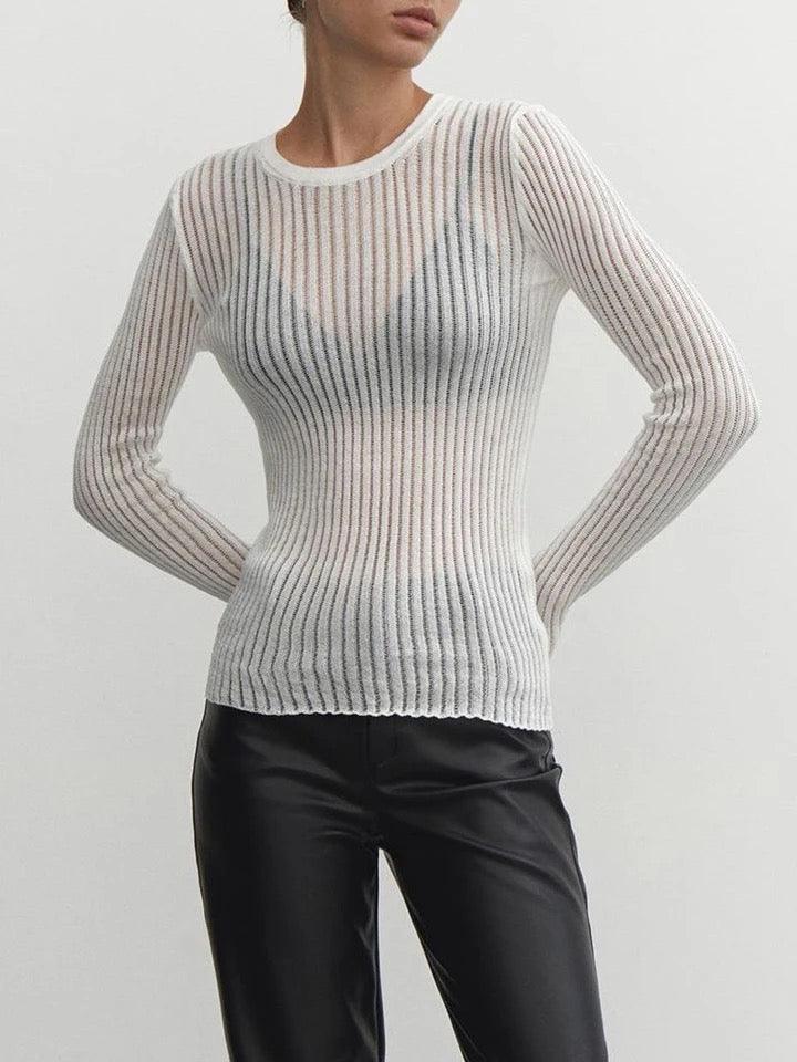 Elegant Striped Sheer Top with Chic Design