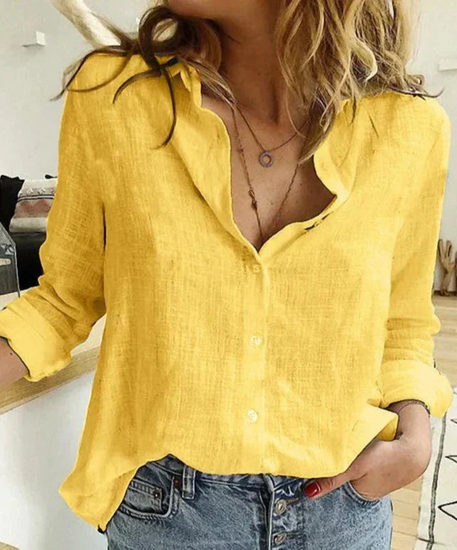 Stylish Long-Sleeve Cotton Blouse for Women