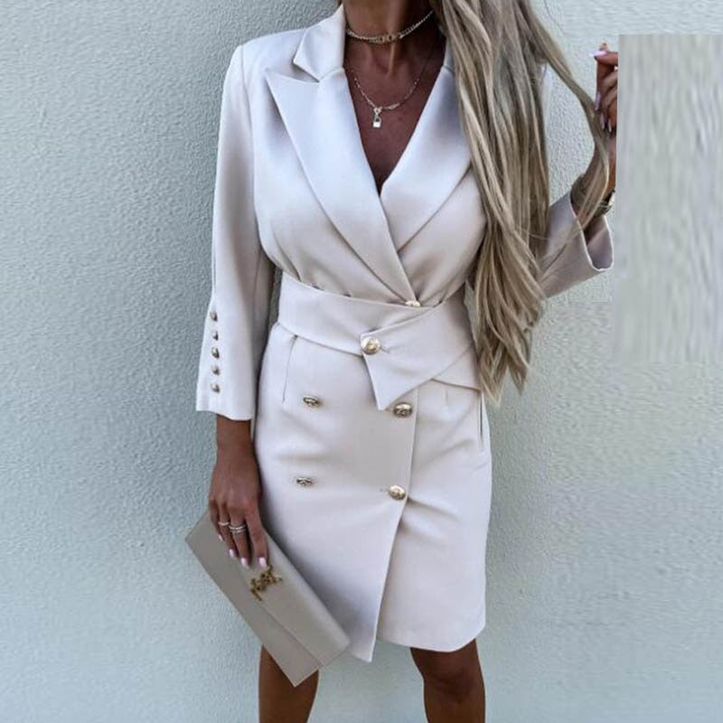 Double-Breasted Blazer Dress Jacket
