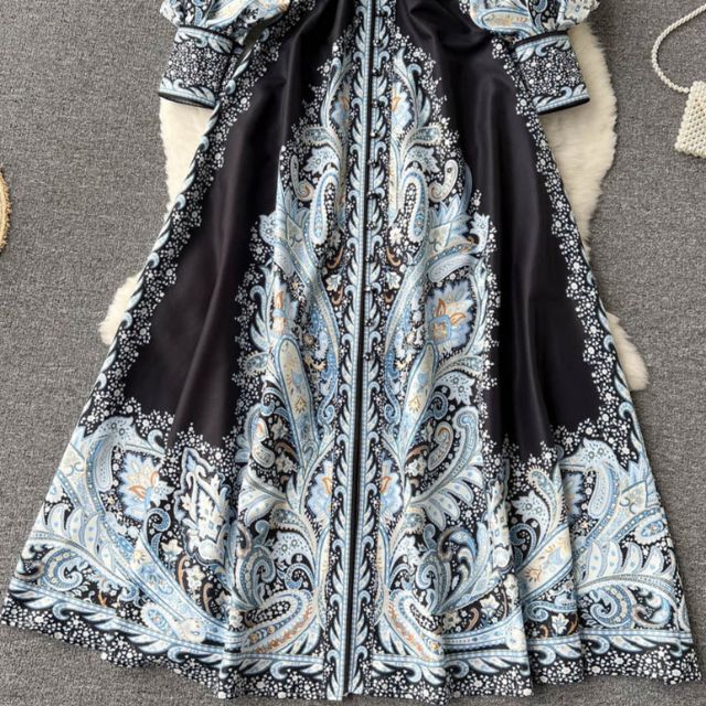 Floral Print A-Line Dress with Belted Waist