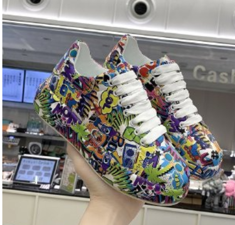 Graffiti Print Layered Sneakers for Women